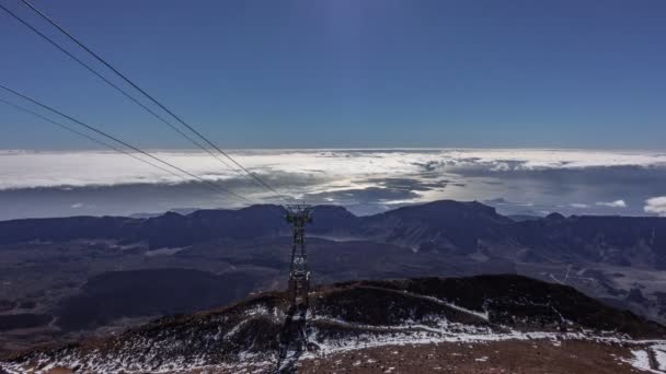 Vue de dessus timelapse de Teide énorme cratère et téléphérique — Video