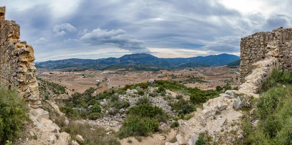 Gigapan des Tals mit blühenden Mandelbäumen — Stockfoto