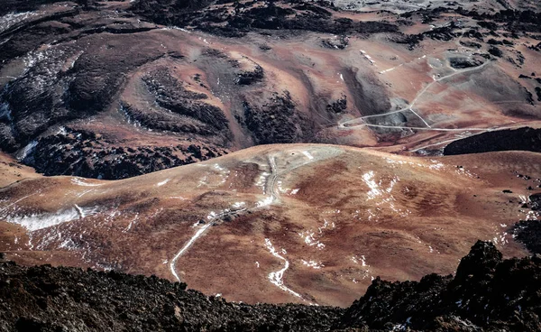 Lavafält i Tenerife, ovanifrån med hög kontrast färger — Stockfoto