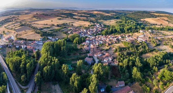 Panoramic aerial view of Sejas village and road in Zamora — Stock Photo, Image