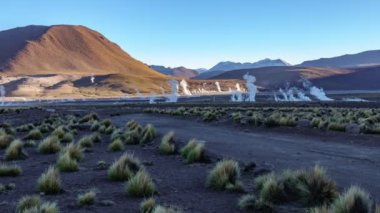 El Tatio Geysers Alanında Duman Timelapse, Atacama Çölü, Şili.