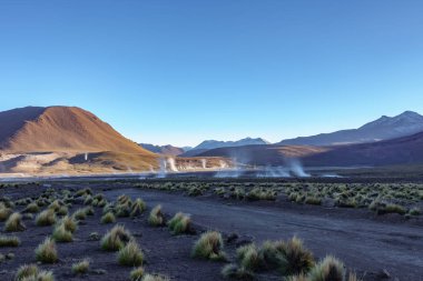 Kuzey Şili'de El Tatio Geysers krater uzun pozlama, Atacama Bölgesi
