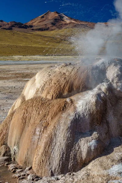 Active Geyser detailed view in El Tatio, vertical composition — Stock Photo, Image