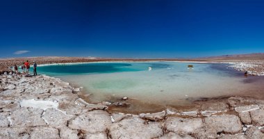 Large panorama of baltinache salt lagoon in Atacama clipart