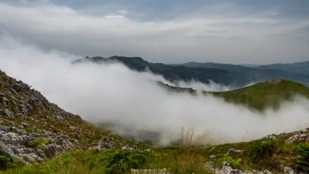 Zeitraffer des Nebels über dem Berg — Stockvideo