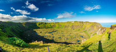 Wide Rano kau volcanic crater panorama in Easter Island clipart