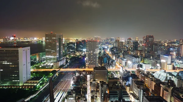 Ночной вид Токио, длительная экспозиция — стоковое фото