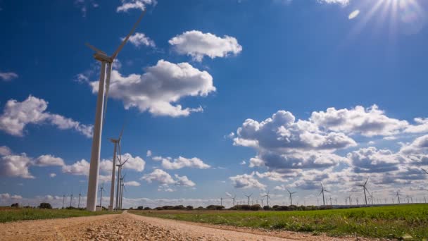 Větrné turbíny červi pohled do očí — Stock video