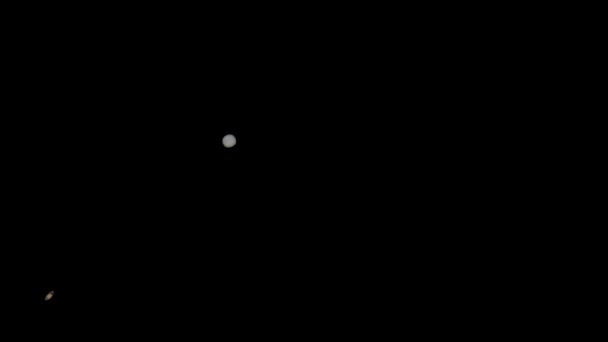 Jupiter et Saturne sur ciel noir avec espace texte