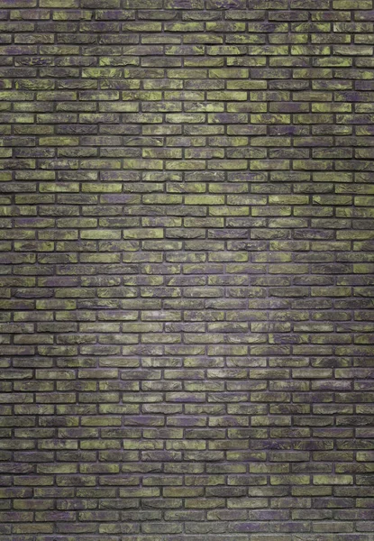 Vertical dark yellow brick wall background, wallpaper. Dark green bricks pattern, texture.