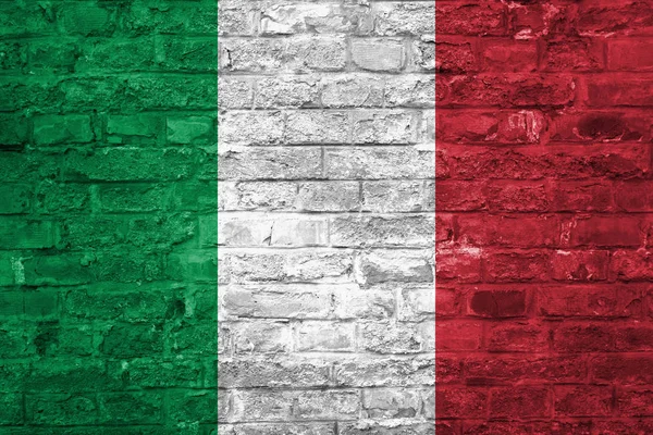 Bandiera Italia Vecchio Fondo Murario Mattoni Superficie — Foto Stock