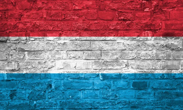 Flag Luxembourg Old Brick Wall Background Surface — Stock Photo, Image