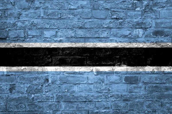 Bandiera Del Botswana Vecchio Sfondo Muro Mattoni Superficie — Foto Stock