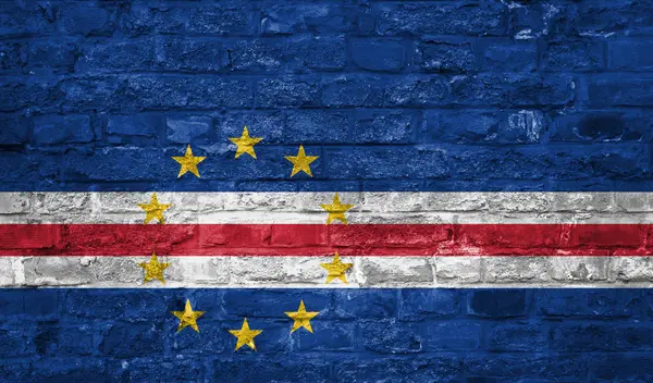 Flag Cape Verde Old Brick Wall Background Surface — Stock Photo, Image
