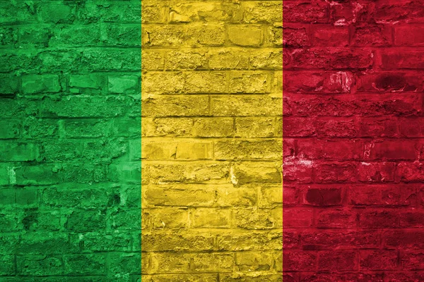 Mali Fahne Über Einem Alten Backsteinmauerhintergrund Oberfläche — Stockfoto