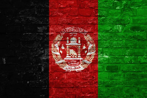 Флаг Афганистана Фоне Старой Кирпичной Стены Поверхность — стоковое фото