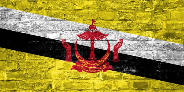 Flag Brunei Old Brick Wall Background Surface — Stock Photo, Image