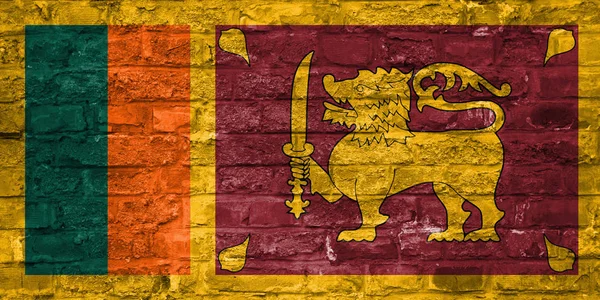 Srí Lanka Zászlaja Alatt Egy Régi Téglafal Háttér Felszíni — Stock Fotó