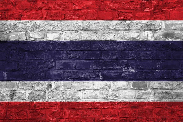 Flaga Tajlandii Nad Stara Cegła Tle Powierzchni Muru — Zdjęcie stockowe