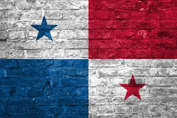 Флаг Панамы Фоне Старой Кирпичной Стены Поверхность — стоковое фото
