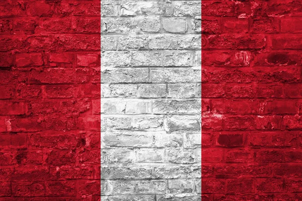 Прапор Перу Над Старої Цегли Стіни Фону Поверхневих — стокове фото