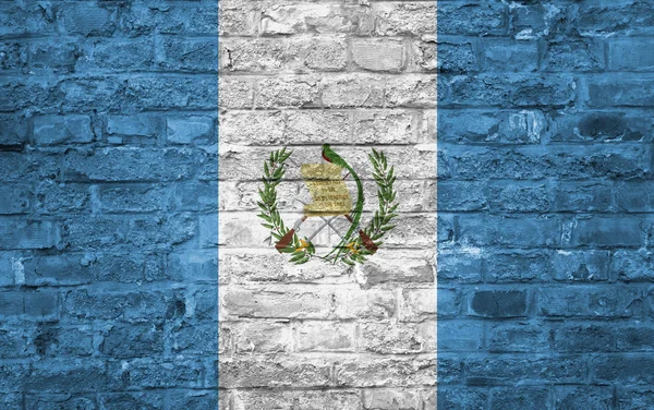 Флаг Гватемалы Фоне Старой Кирпичной Стены Поверхность — стоковое фото