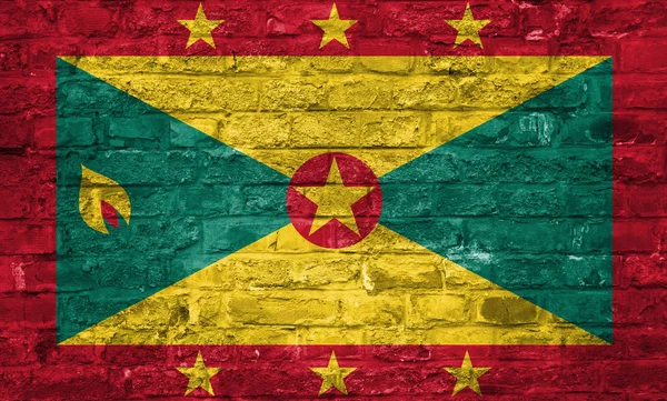 Flag Granada Old Brick Wall Background Surface — Stock Photo, Image