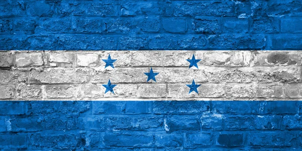 Флаг Гондураса Фоне Старой Кирпичной Стены Поверхность — стоковое фото