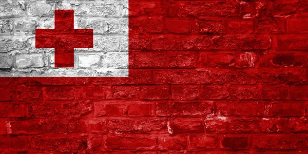 Флаг Тонга Фоне Старой Кирпичной Стены Поверхность — стоковое фото