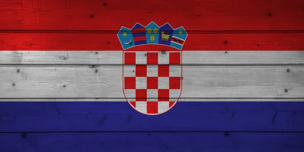 Прапор Хорватії Дерев Яні Фону Поверхневих Дерев Яні Стіни Дошками — стокове фото