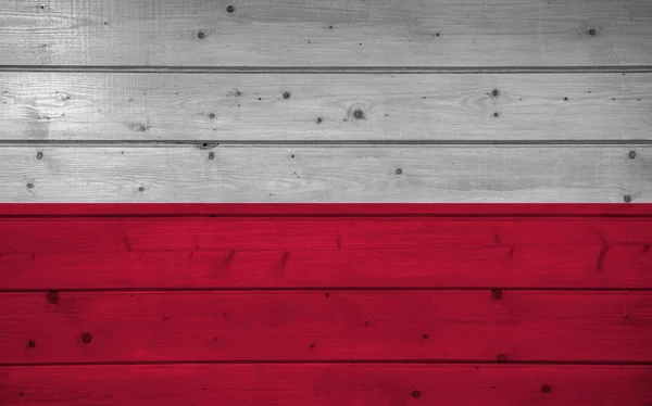 木製の背景 表面のポーランドの旗 木製の壁板 — ストック写真