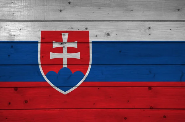 Флаг Словакии Деревянном Фоне Поверхность Деревянная Стена Доски Государственный Флаг — стоковое фото