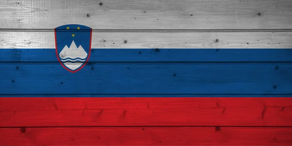 Vlag Van Slovenië Houten Achtergrond Oppervlakte Houten Muur Planken Nationale — Stockfoto