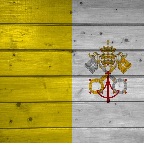 Vatikán Zászlaja Fából Készült Háttér Felszíni Fából Készült Fal Deszka — Stock Fotó