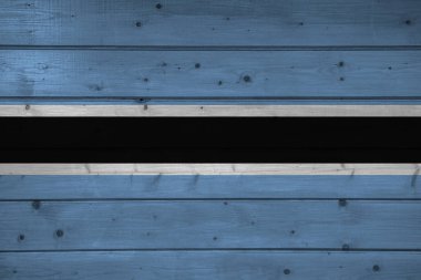 Botsvana Bayrağı ahşap arka plan, yüzey üzerinde. Ahşap duvar, plakalar. Ulusal bayrak