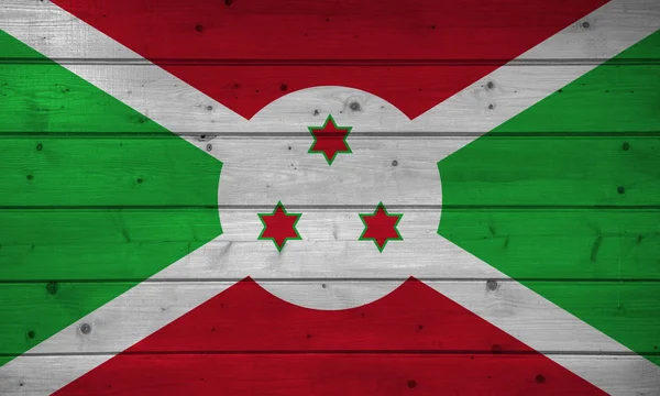 Burundi bayrağı ahşap arka plan, yüzey üzerinde. Ahşap duvar, plakalar. Ulusal bayrak