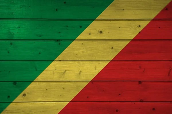 Ahşap Arka Plan Yüzey Üzerinde Kongo Cumhuriyeti Bayrağı Ahşap Duvar — Stok fotoğraf