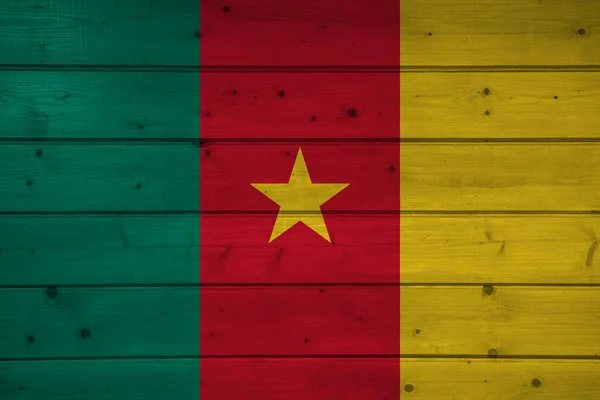Flagge Kameruns Auf Holzgrund Oberfläche Holzwand Bretter Nationalflagge — Stockfoto