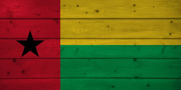 Bandeira Guiné Bissau Sobre Fundo Madeira Superfície Parede Madeira Pranchas — Fotografia de Stock