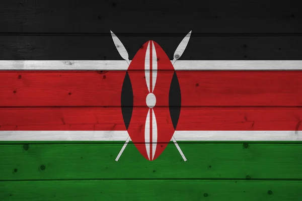 Ahşap Arka Plan Yüzey Üzerinde Bayrak Kenya Ahşap Duvar Plakalar — Stok fotoğraf