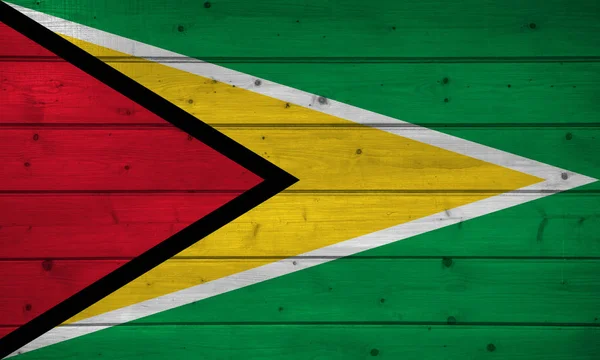 Flagge Von Guyana Auf Holzgrund Oberfläche Holzwand Bretter Nationalflagge — Stockfoto