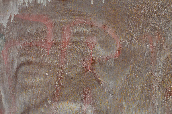 texture of the old metal with rust, brown and pink spotted, close-up