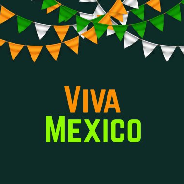 Viva Meksika, geleneksel Meksika ifade tatil vektör çizim bayraklar.