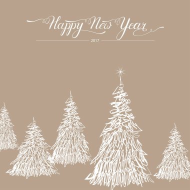 Modern Soyut mutlu yeni yıl ağaçlar arka plan, kış tatilleri için tebrik kartı. Eps10 vektör çizim