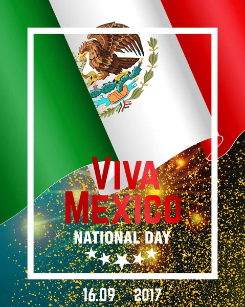 Bandera Tradicional Mexicana Con Destellos Plantilla Para Día Nacional Vacaciones — Vector de stock