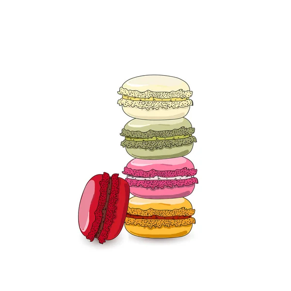 Macarons Sucrés Français Peut Être Utilisé Pour Menu Dans Industrie — Image vectorielle