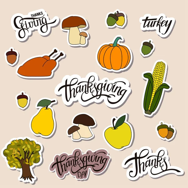 Mutlu Şükran günü el yazısı harfler arka plan tasarlamak tatil etiketi ile obje, kabak, elma, Türkiye, ağaç.