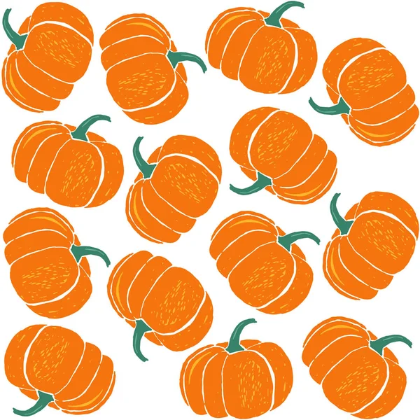 Beautiful Hand Drawn Cozy Autumn Vector Seamless Pattern Illustration Pumpkin — Stock Vector