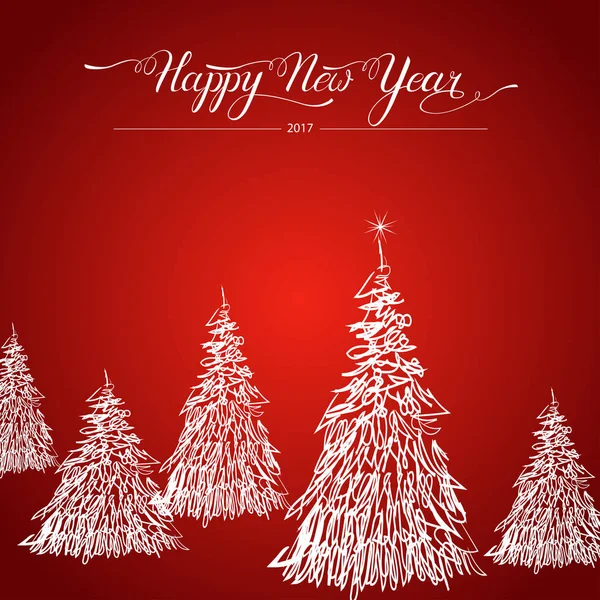 Moderne Résumé Happy New Year Trees Background Carte Souhaits Pour — Image vectorielle