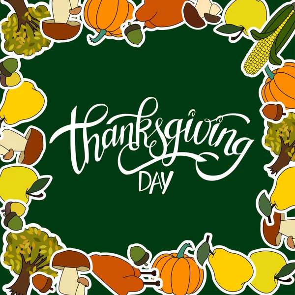 Mutlu Şükran günü el yazısı harfler arka plan tasarlamak tatil etiketi nesne çerçevesindeki ile.